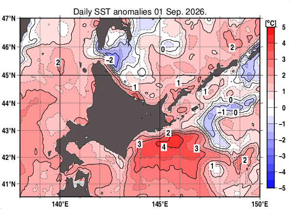 海水温平年差 2026年09月01日